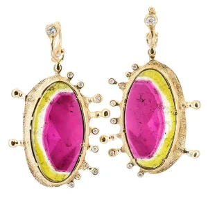 Audrius Krulis Watermelon Tourmaline Slice Earrings