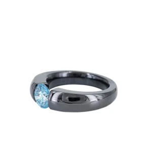 Alchemy Black Titanium Tension Set Lab Grown Diamond Ring