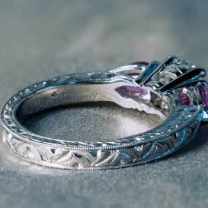 Alchemy Diamond with Sapphire 3-Stone Ring