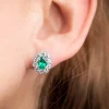 Alchemy Emerald Scalloped Halo Studs