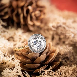 Erika Winters Mariana Beaded Halo Moissanite Ring