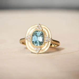 Erika Winters Thea Halo Ring with Montana Sapphire