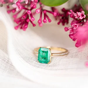 Erika Winters Willa Solitaire Ring with Emerald