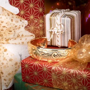 Alchemy Hand Carved Gold Cuff