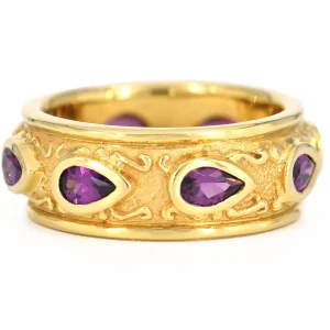 Alchemy 18k Yellow Gold Grape Garnet Eternity Band