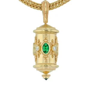 Kent Raible Tsavorite Garnet Prayer Wheel Necklace