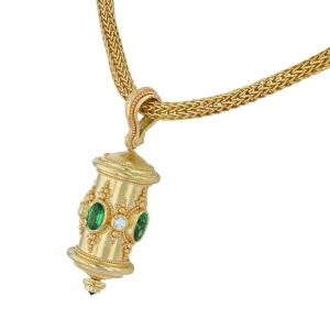 Kent Raible Tsavorite Garnet Prayer Wheel Necklace