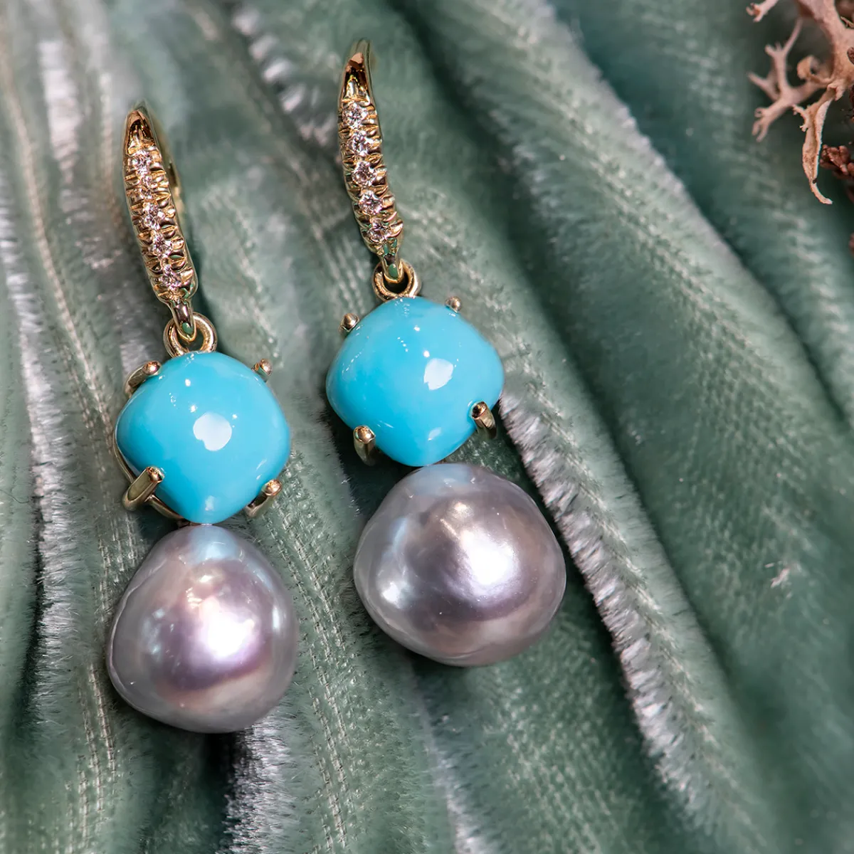 lauren_k_joyce_pearl_and__0.webp Lauren K Joyce Pearl and Turquoise Earrings