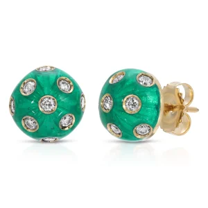 Lord Green Button Earrings