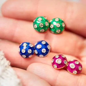 Lord Green Button Earrings