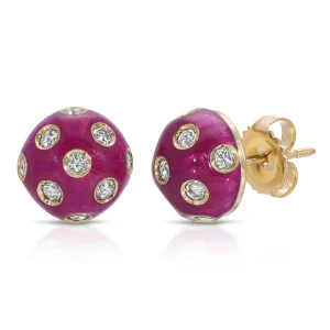 Lord Purple Button Earrings