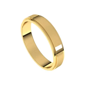 Alchemy 4mm Flat Stepped Edge Gold Band