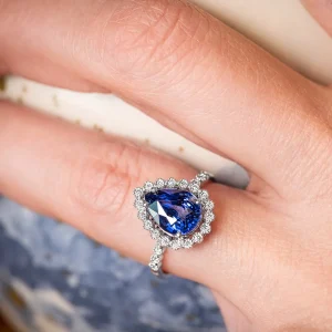 Alchemy Pear Sapphire Halo Ring