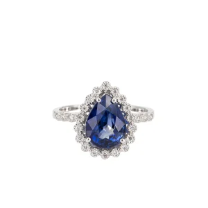 Alchemy Pear Sapphire Halo Ring