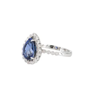 Alchemy Pear Sapphire Halo Ring