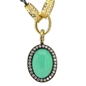Ray Griffiths Crownwork Chrysoprase and Diamond Pendant