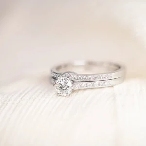 Sebastien Barier Old European Diamond Engagement Set in Platinum