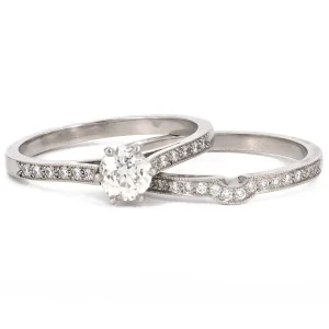 Sebastien Barier Old European Diamond Engagement Set in Platinum