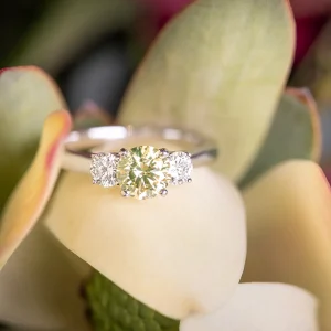 Alchemy 3 Stone Ring featuring Fancy Yellow Diamond