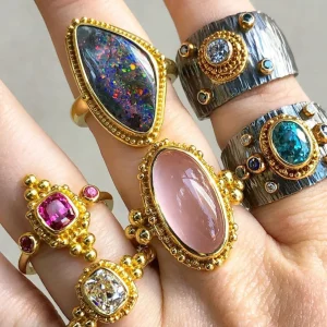 Zaffiro Etrusco Band with Blue Zircon and Sapphire