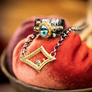 Zaffiro Etrusco Band with Blue Zircon and Sapphire