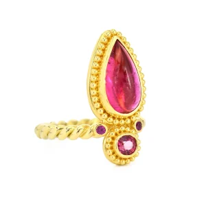Zaffiro Tourmaline, Cherry Spinel and Sapphire Ring